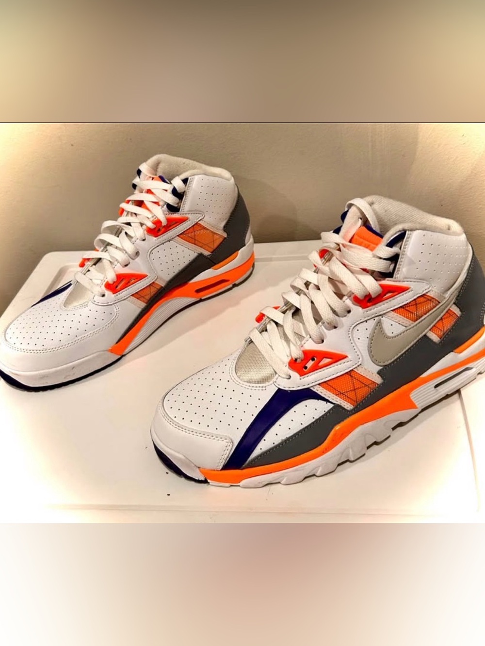 Nike Men’s Air Trainer - White Orange Gray and Navy High-Top Athletic Sneakers